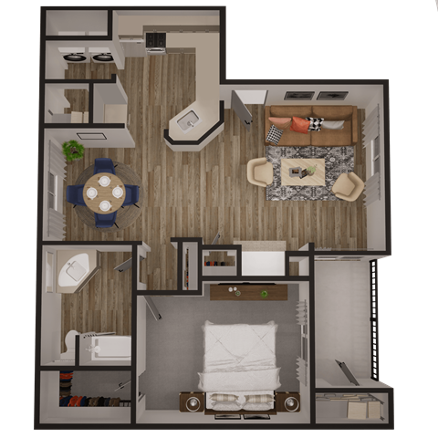 a floor plan of a 1 bedroom apartment